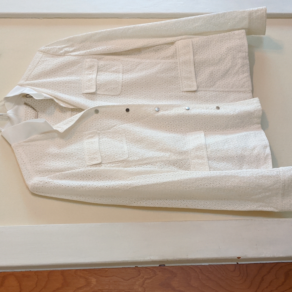 NWTs Elie Tahari Ivory Eyelet Cotton Andie Jacket size 12 - Picture 3 of 14